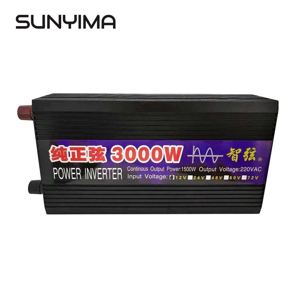 SUNYIMA Pure Sine Wave Car Power Inverter DC 24V to AC 220V 3000W-Hitam