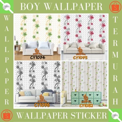 COD - Wallpaper Sticker Motif SALUR BUNGA BEST SELLER!! Premium High Quality 45cm x 5m / wallpaper dinding / wallsticker /WPS