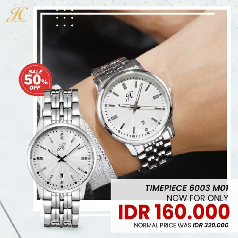 JAM TANGAN COUPLE 6003 JIMS HONEY ORI QUARTZ WATCH WATERPROOF PRIA WANITA IMPOR ELEGAN BOX KAYU