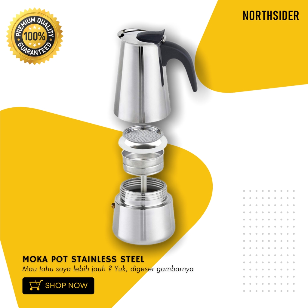 PAKET MOKA POT STAINLESS + TATAKAN KOMPOR SIMMER RING | PAKET KOPI