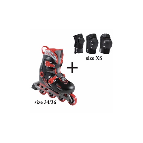 TERMURAH Decathlon OXELO play 5 skate anak-merah hitam + protector set of 3-black (READY STOCK)