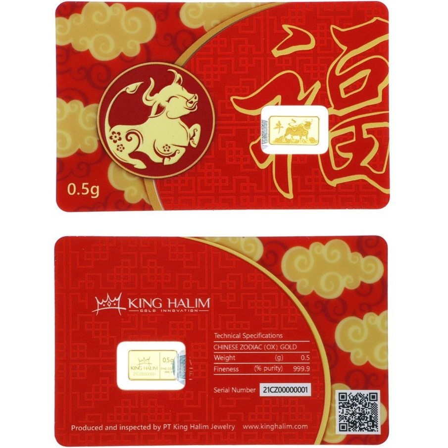 Logam Mulia King Halim / LM KH &quot;Chinese Zodiac Ox&quot; 24K 0.5 gram - SDW Gold -