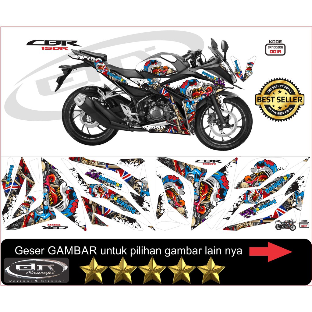 Decal CBR 150 facelift 2016-2019 / striping decal cbr 150 r Variasi Doraemon