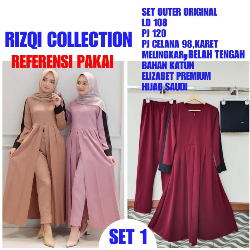 SUPER AMBYAR,REALPICK SETELAN LONG TUNIK ELIZABET KUALITAS 8ORIGINAL RIZQI COLLECTION