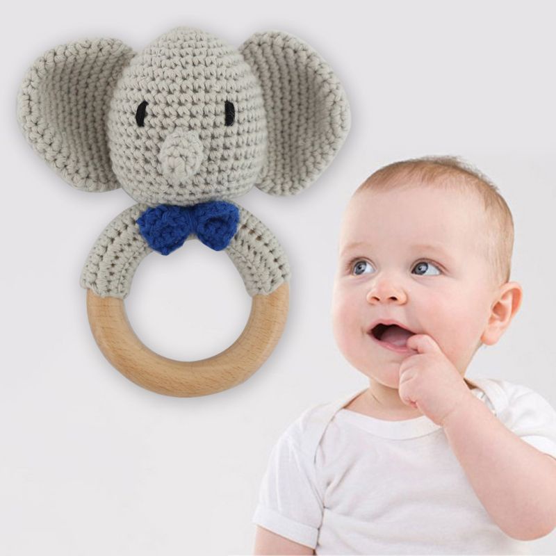 Mary Mainan Teether Bayi DIY Bentuk Gajah Bahan Kayu