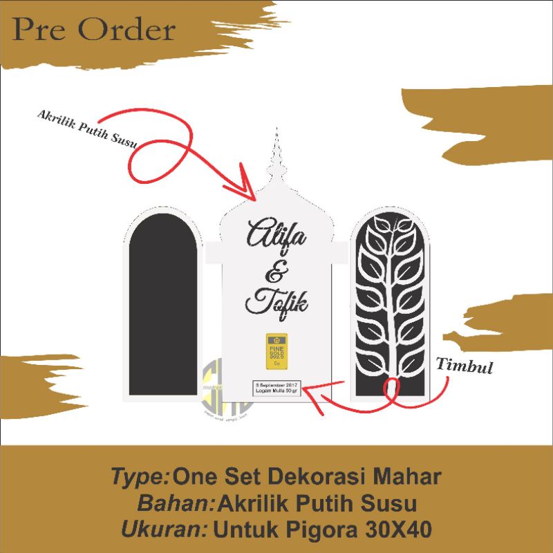 One set Pernik Mahar (Akrilik Putih Susu)