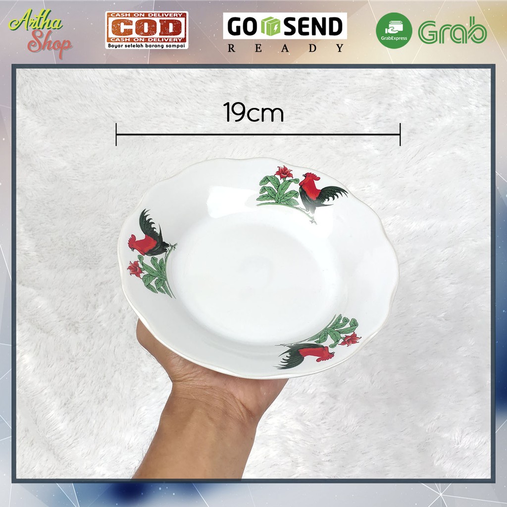 Piring Makan Keramik Motif Ayam Jago 7inci | Piring Makan Keramik Lucky fine