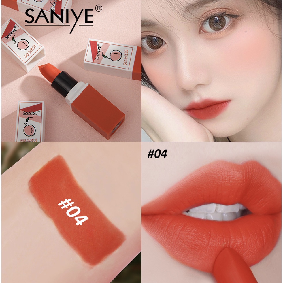 SANIYE Peach Lipstik Fruit Lipstick Matte 6 Warna Berfungsi Melembabkan Bibir SA017