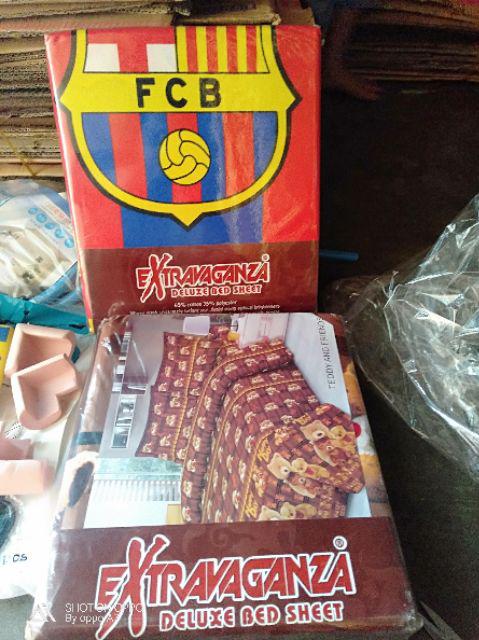 Sprei Motif Barcelona 3d Set 180x200 - Seprei Barcelona 3 Dimensi Plus Sarung Guling Bantal