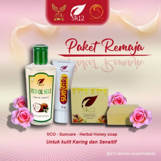 GRATIS POUCH, PAKET REMAJA, KULIT KERING DAN SENSITIF / skincare herbal BPOM, PAKET HEMAT SR12