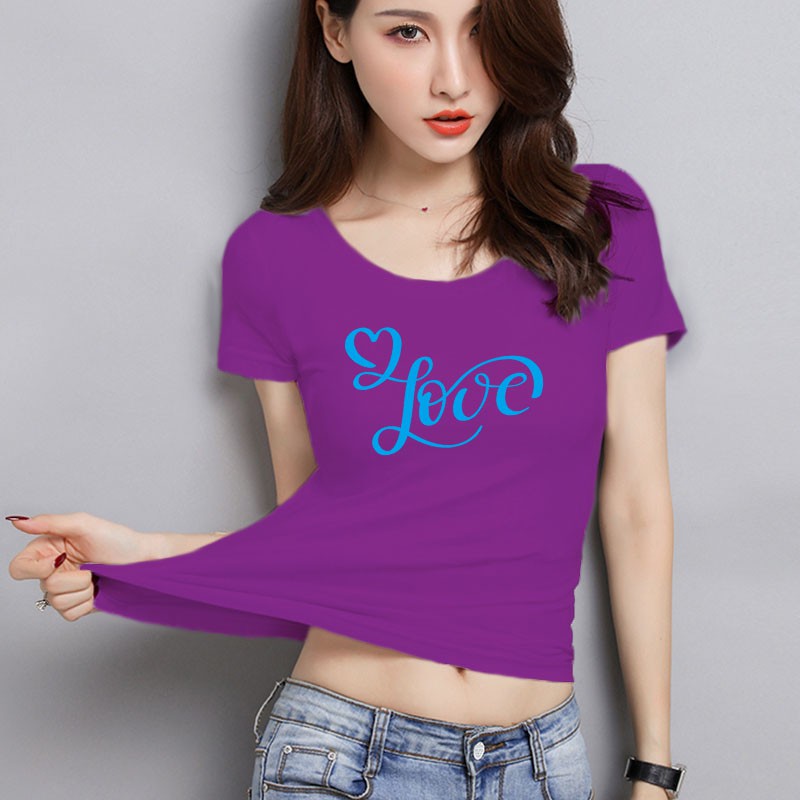 YOURSTYLE1119 - KAOS WANITA ONECK love blue sign/ KAOS TERLARIS / KAOS ONECK