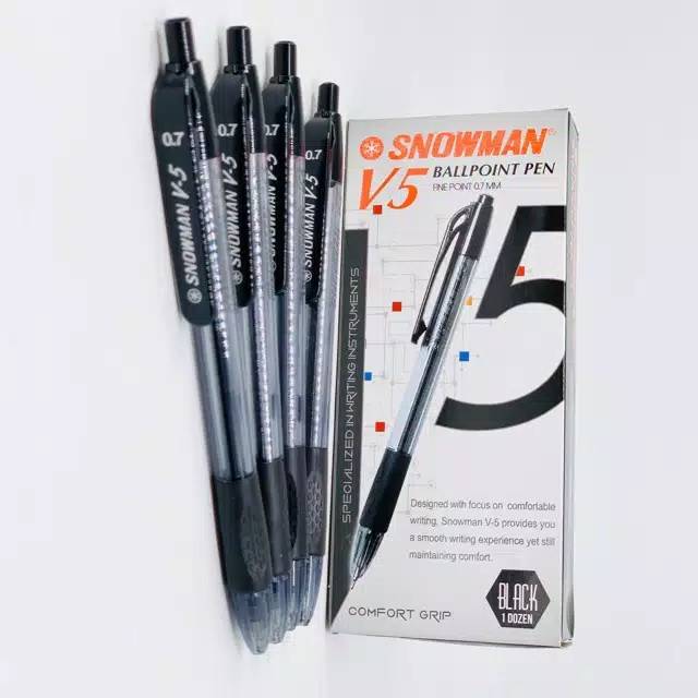 

Pulpen Snowman V5/BallPoint Snowman 0,7m Tinta Hitam 1Lusin