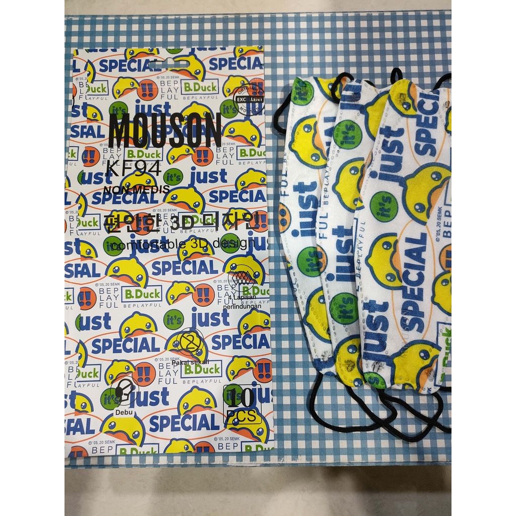 Masker Mouson Kf94 kARAKTER ANAK DUCK WARNA PUTIH HITAM MERAH RED GOLD GREY