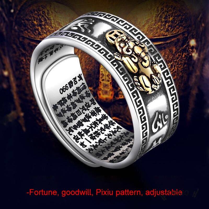 【COD】Pi Xiu Cincin Ibu Jari Tengah Pria / Wanita Warna Silver / Emas / Rose Gold