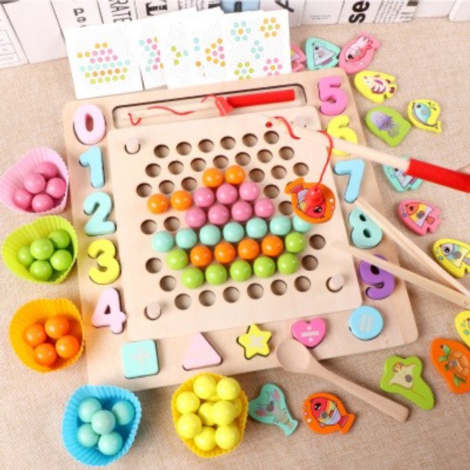 Four unity Beads Holder Mainan Montessori Anak Belajar Warna Match Game Sensory Toys Sensory Play Mainan Sensorik