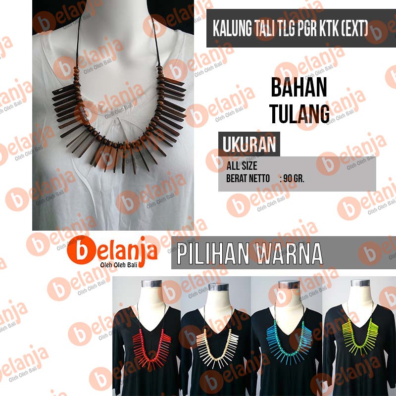 Kalung Tali Tulang Pagar Kotak (ext) / kalung vintage kayu kalung bali oleh oleh bali