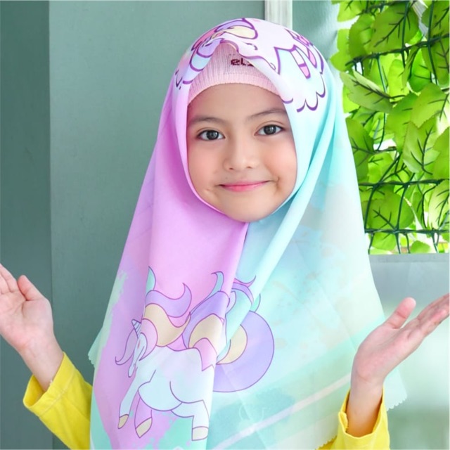 VOAL PRINTING ANAK MOTIF KUDAPONY , HIJAB ANAK , HIJAB KARAKTER LUCU , JILBAB ANAK , KERUDUNG ANAK