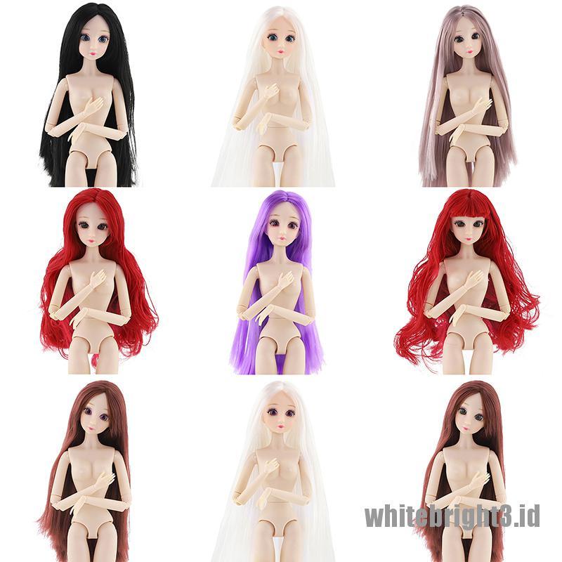 (white3) Mainan Mata Boneka Plastik 3D 18 Sendi Dapat Digerakkan Ukuran 30cm DIY