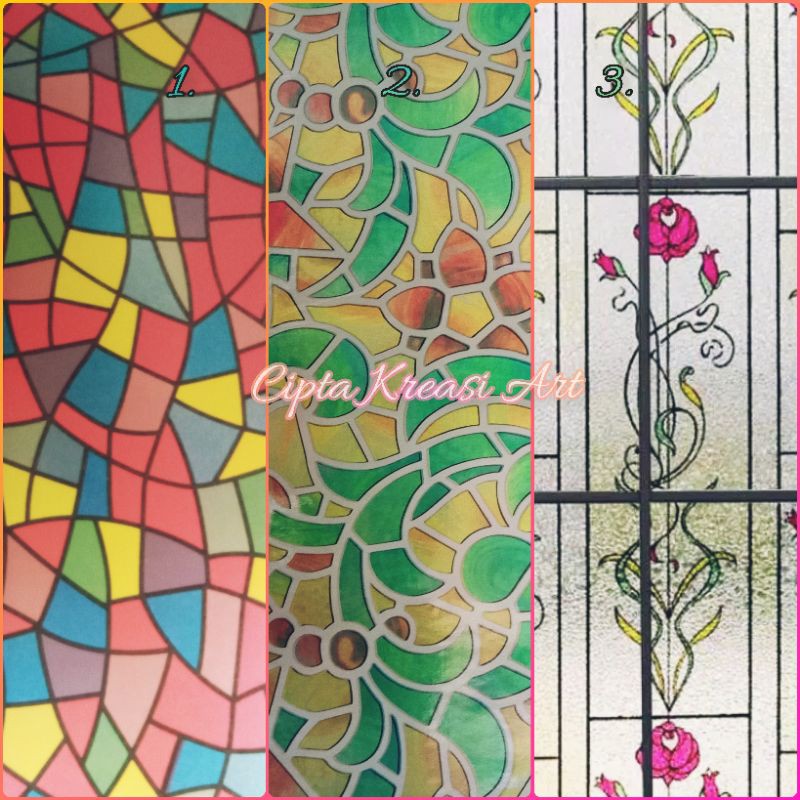 STIKER KACA / STIKER KACA JENDELA / STIKER MOTIF PATRI ABSTRAK PINTU RUMAH /KACA STICKER MOTIF BUNGA