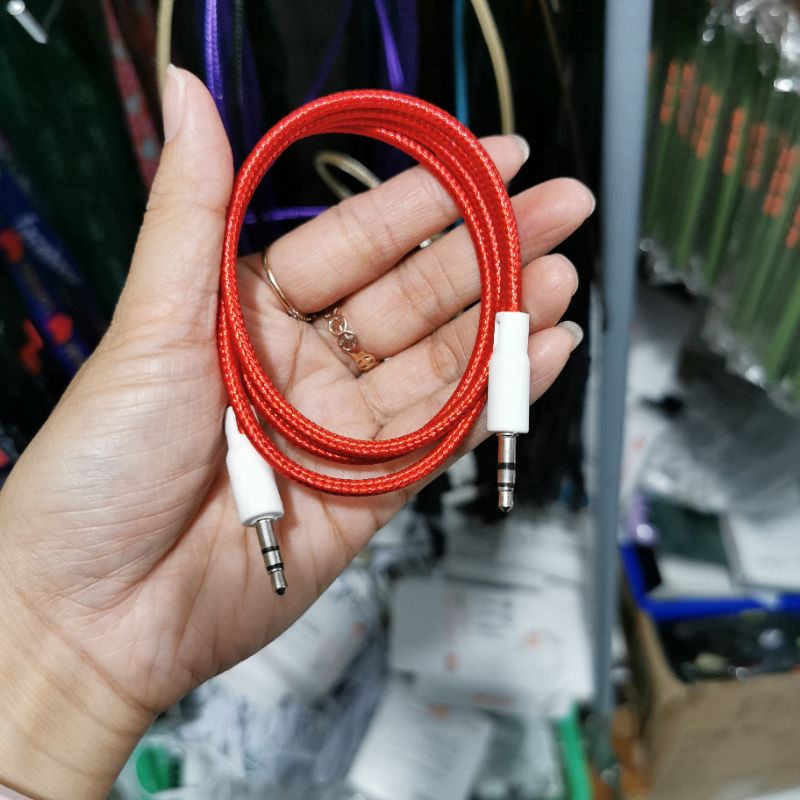 KABEL AUX 1 KE 1 / KABEL JACK AUDIO 1 KE 1 MODEL TALI SEPATU - PELANGI ACCESORIES 88