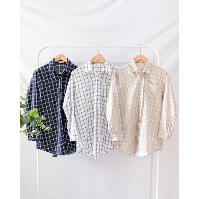 KEMEJA WANITA CASUAL KEMEJA LENGAN PANJANG KANCING WANITA ATASAN OVERSIZED SHIRT WANITA KEMEJA MOTIF