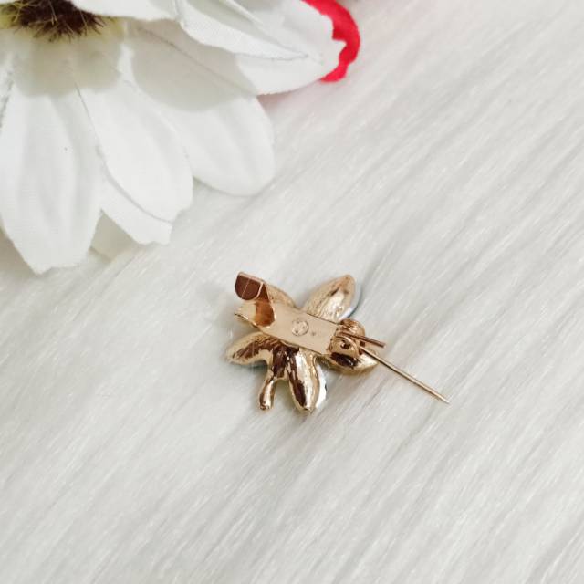 chandrasurya Bros Dagu Korea Mata Kaca Daun Bunga Aksesoris Wanita Muslim G2457-3