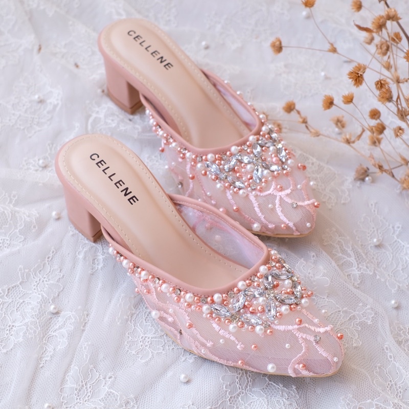 CELLENE KaLa Beads Heels 4 warna / Wedding Shoes Payet 5cm