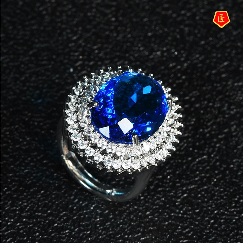 [Ready Stock]Luxury Double Layer Full Diamond Necklace Set Rings Stud Earrings