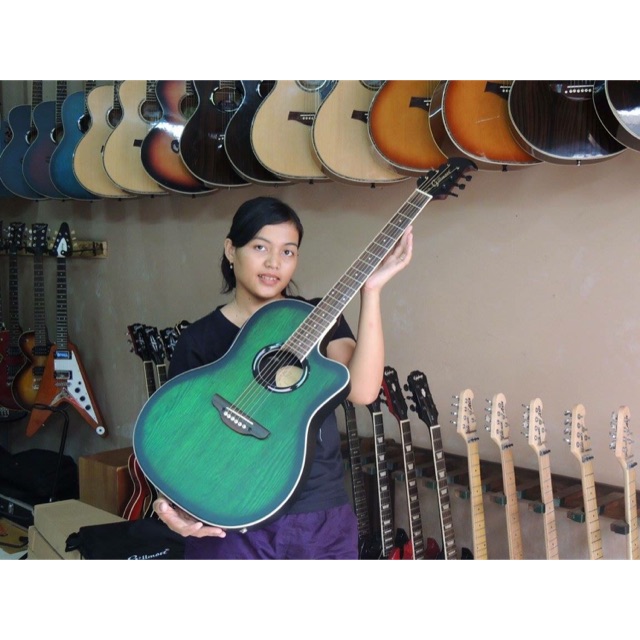 Gitar akustik elektrik gillmore RBLT hijau ori