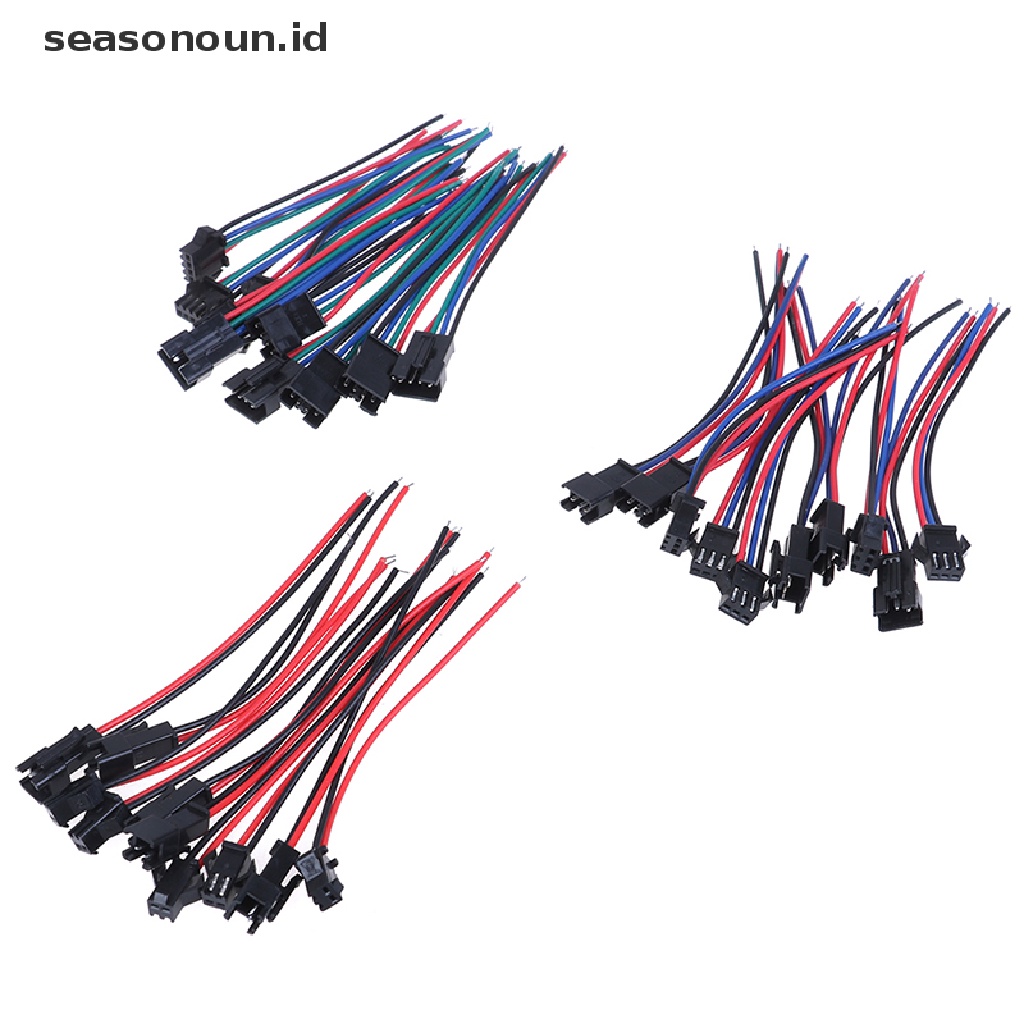 【seasonoun】 5Pairs SM 2Pin 3Pin 4Pin Male and Female LED Strip Wire Connector 20cm .