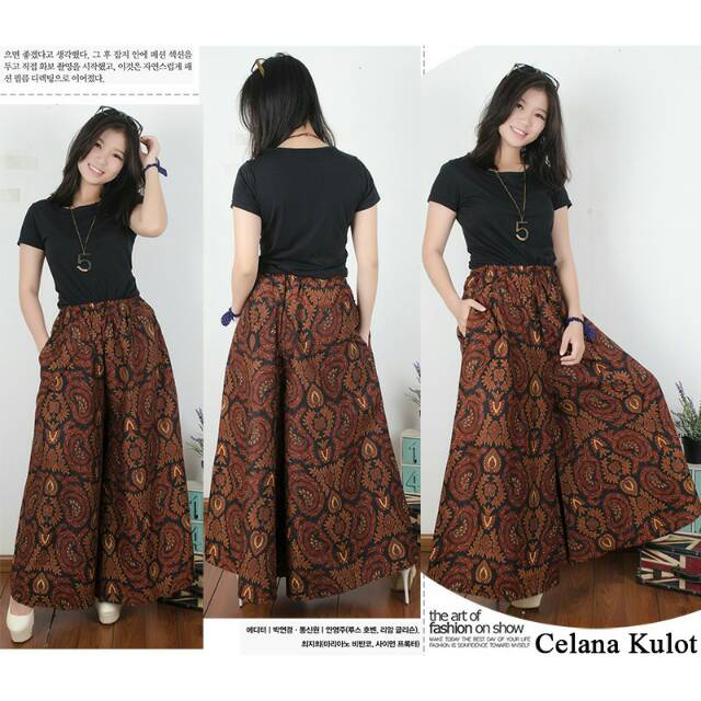 Nadine wide jumbo kulot celana panjang long pants batik