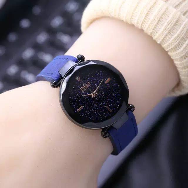 Jam Tangan Wanita Analog  Diyoor Kulit Mata Satu Case Hitam