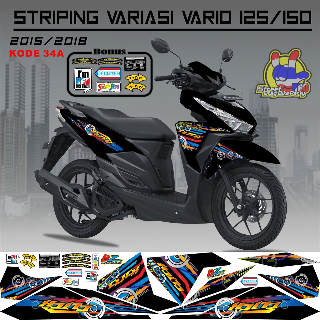 STRIPING VARIO VARIASIS STICKER CLICK VARIO 125-150 LED THAILAND KODE 34