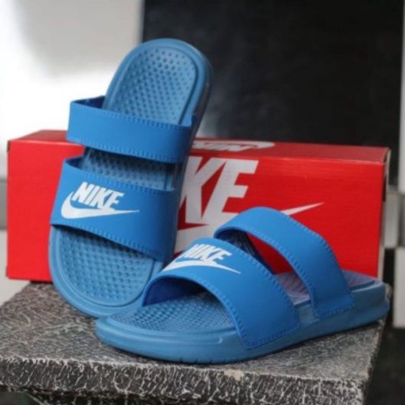 Sandal Selop Wanita Casual Nike Benassi Duo Ultra Slides Full Blue 100% Original