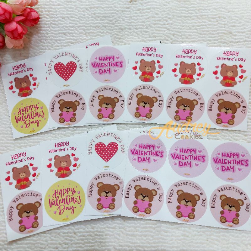 

STIKER TOPLES/ STICKER BULAT/ LABEL KUE KERING VALENTINE/ LOVE/ VALENTINE BEAR/ HEART/ HATI