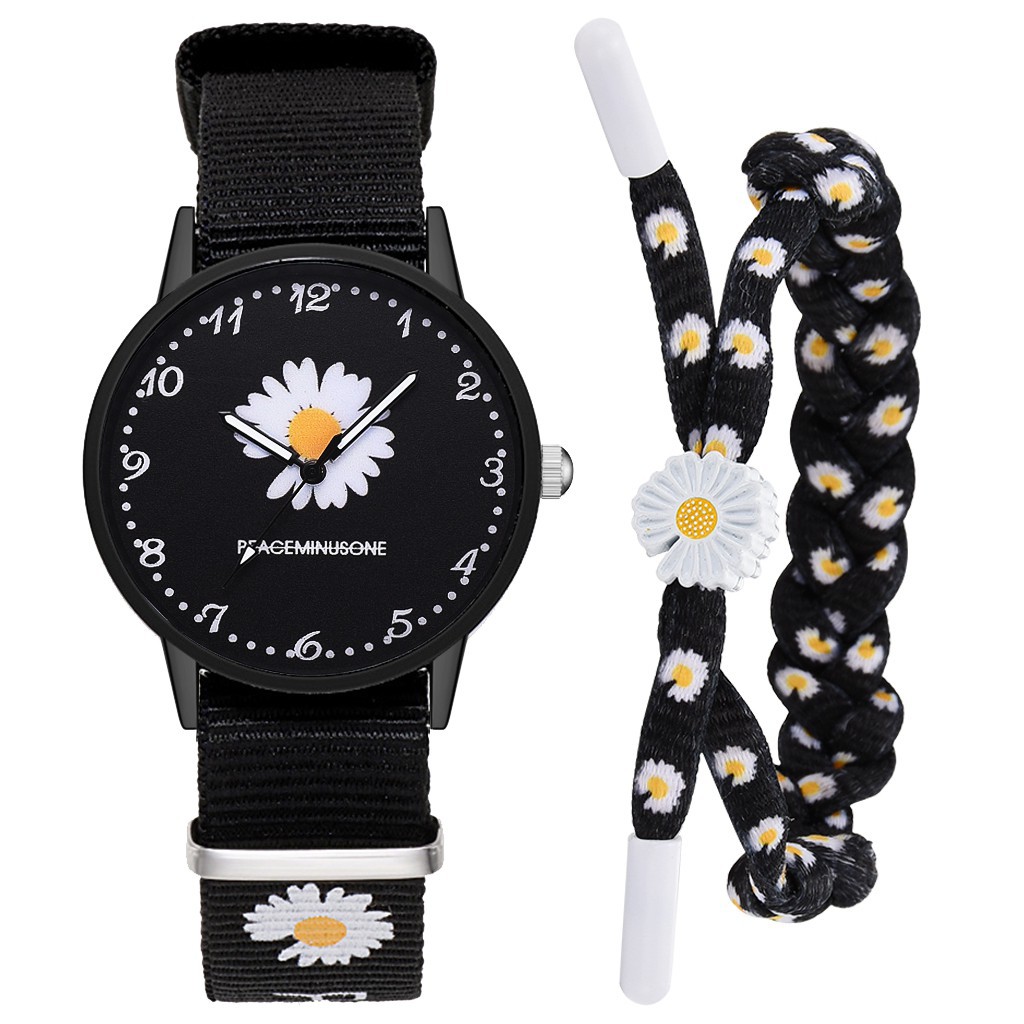 Jam Tangan Quartz  watch GD same paragraph Small D watch Floral Motif Canvas For Women Watch-8