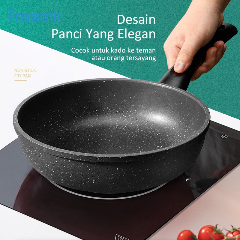 Wajan Penggorengan Aluminium Anti Lengket Serbaguna Awet Warna Hitam 20 cm / 24 cm Frying pan