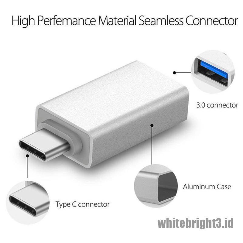 &lt; White3 &gt; Adapter Konverter OTG USB Tipe-C Ke USB-A 3.0 Female 3.1 Untuk Mac Nexus 5X