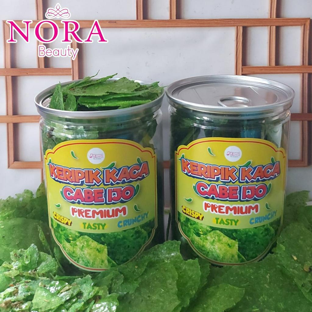 

Cemilan Keripik Kaca Cabe Ijo Pedas Kemasan CAN Premium //murah