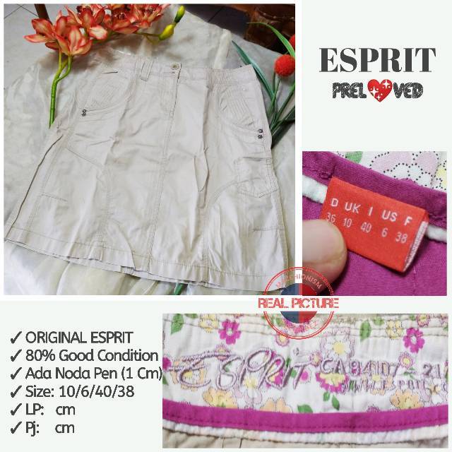 ROK MINI SKIRT MERK ESPRIT ORIGINAL MURAH, SIZE S KOLEKSI PRIBADI