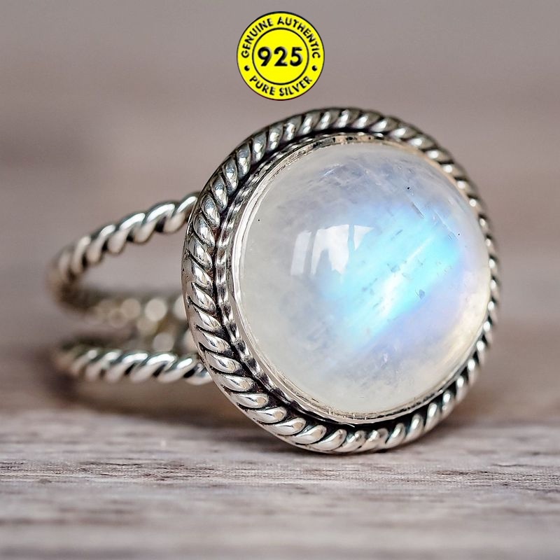 Cincin Silver 925 Dengan Batu Moonstone Untuk Wanita