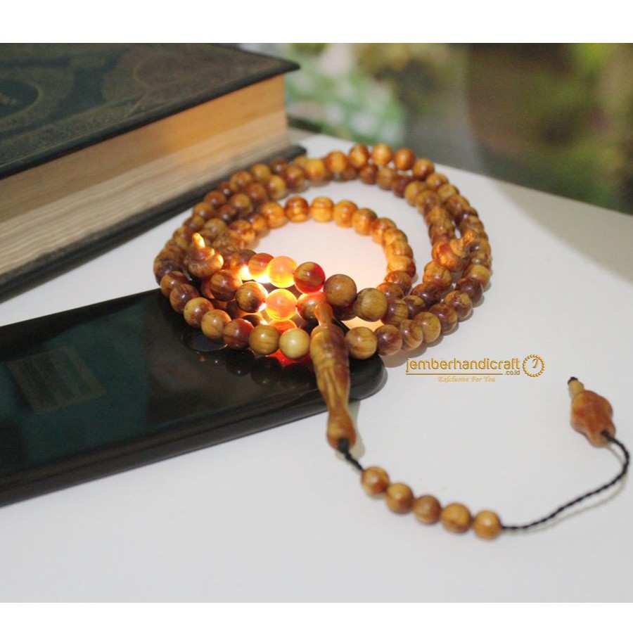 TEMBUS CAHAYA | Tasbih Kayu Damar Pinus 99butir Premium