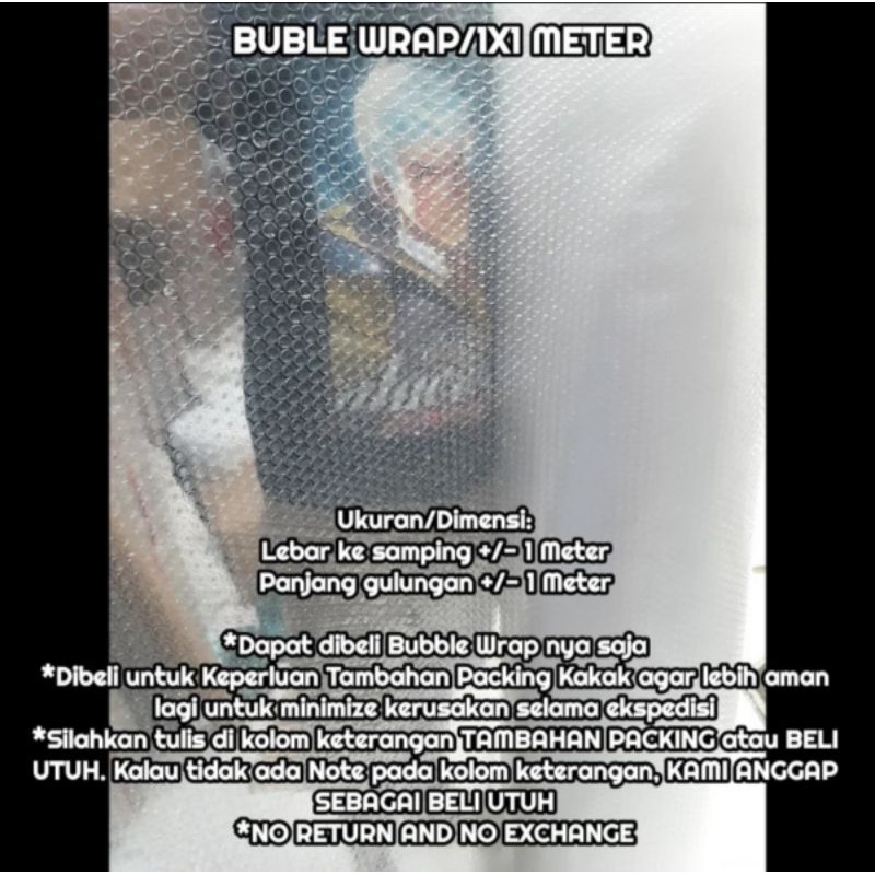 

bubble wrap 1 meter tambahan packing paket kirim barang plastik pletok