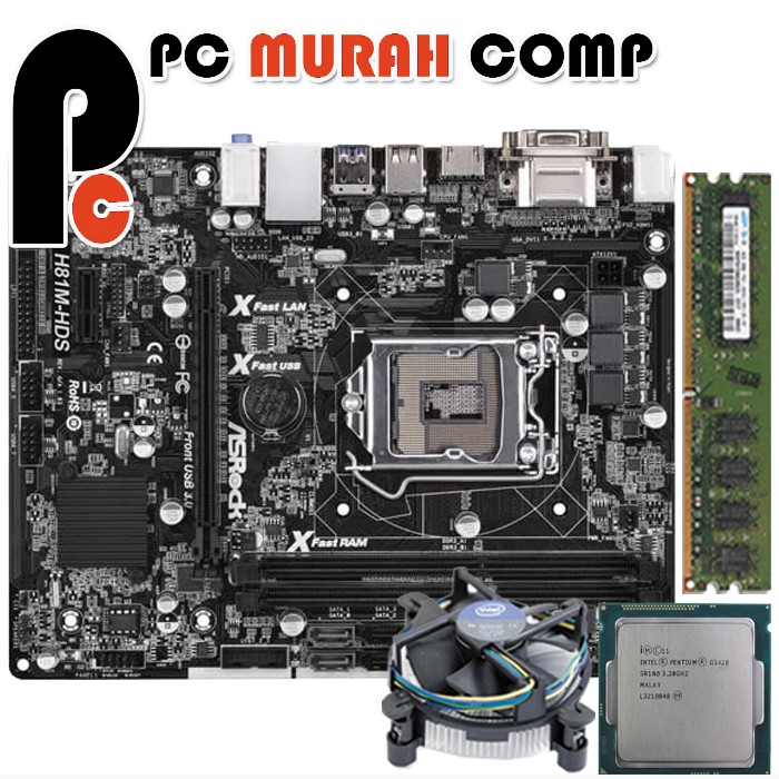 Motherboard LGA 1150 H81 dengan PROCESSOR INTEL CORE G3420 + RAM 4GB