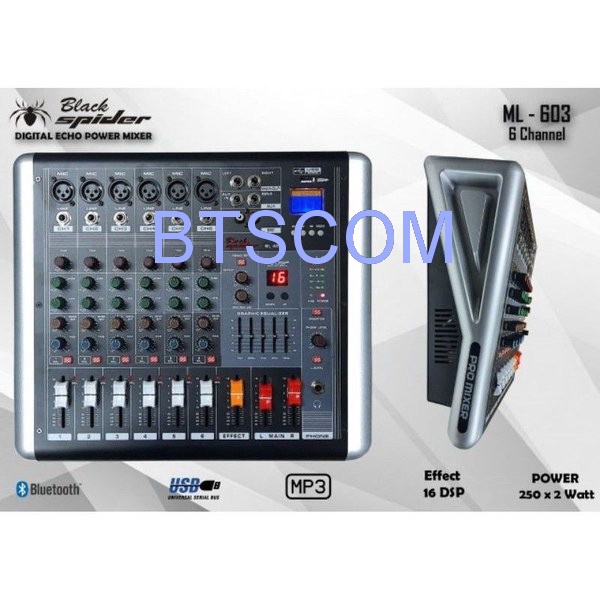 POWER MIXER BLACK SPIDER ML 603 BLACKSPIDER ML603 ORIGINAL 6 CHANNEL