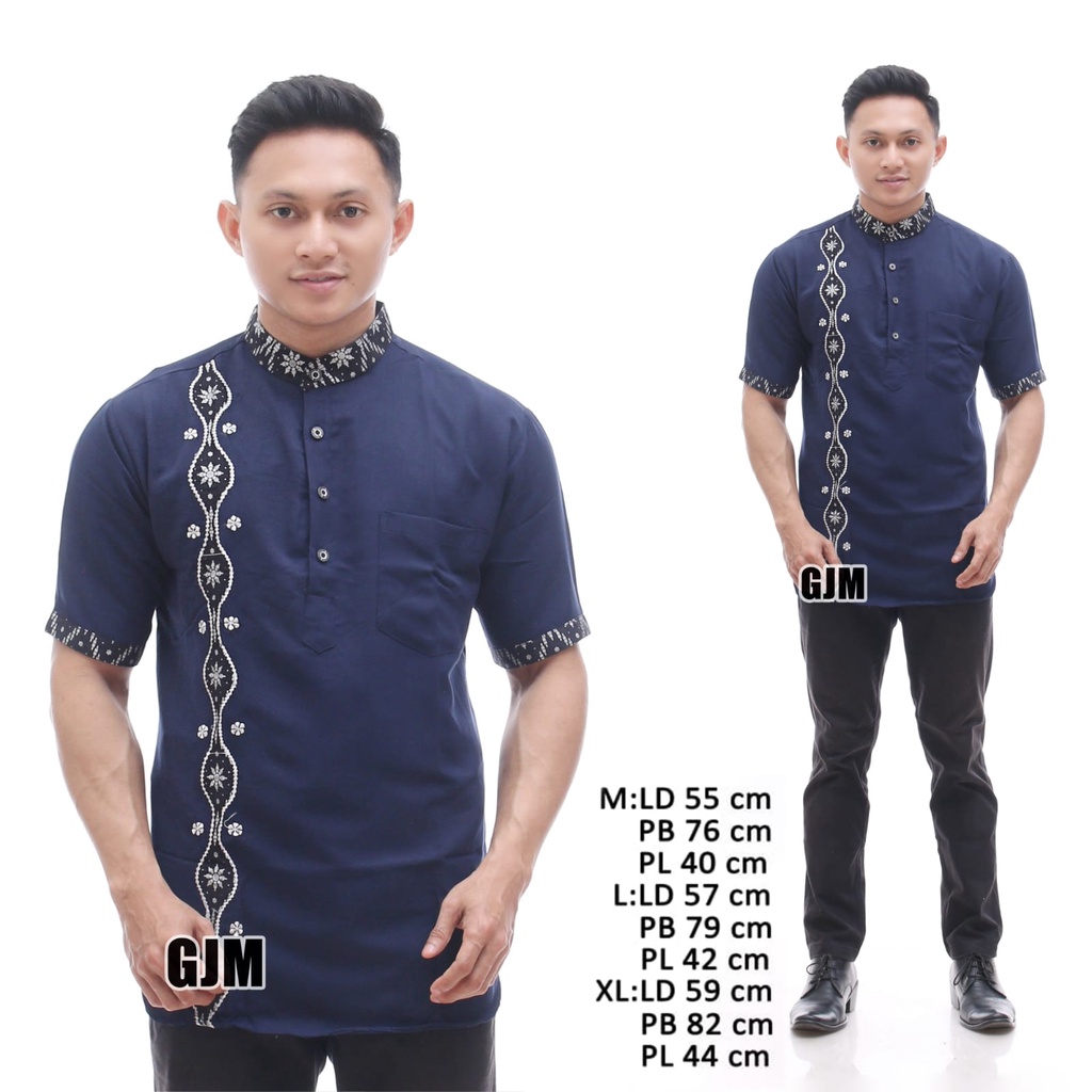 Baju Koko Pria Dewasa Koko Kurta Batik Lengan Pendek Kemeja Muslim Pria Lengan Pendek Koko Kurta Bordir