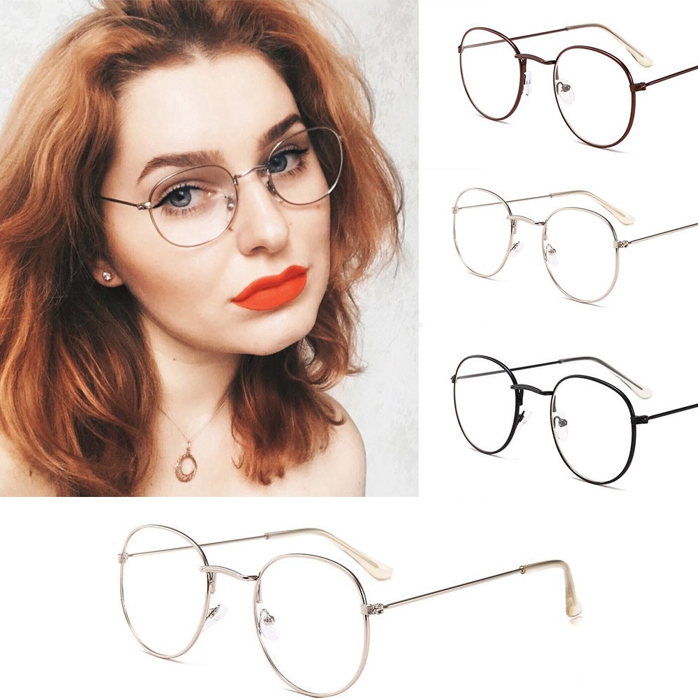 Kacamata Hitam Lensa Presbyopic Bening Frame Oval Warna Emas Silver Untuk Pria Wanita