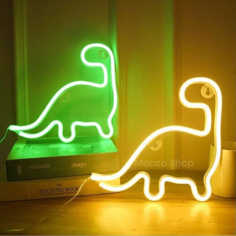 Lampu Neon Sign Bentuk Dinosaurus / Dino Neon Lamp Light Hias Kamar Anak / Lampu Neon USB & Baterai