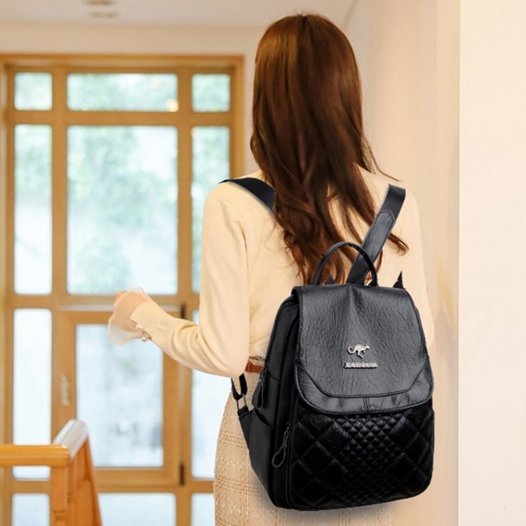 TAS RANSEL WANITA BACKPACK KULIT IMPORT HITAM MUNICI TA567B5 GENDONG PUNGGUNG SEKOLAH CEWEK KULIAH KERJA KOREA REMAJA KEKINIAN BRANDED BATAM PREMIUM