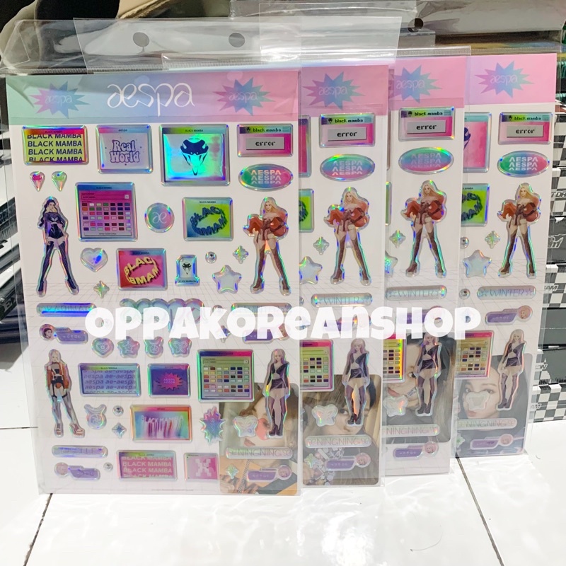 [READY] MD Official Hologram Epoxy Sticker + Photocard Set AESPA Black Mamba